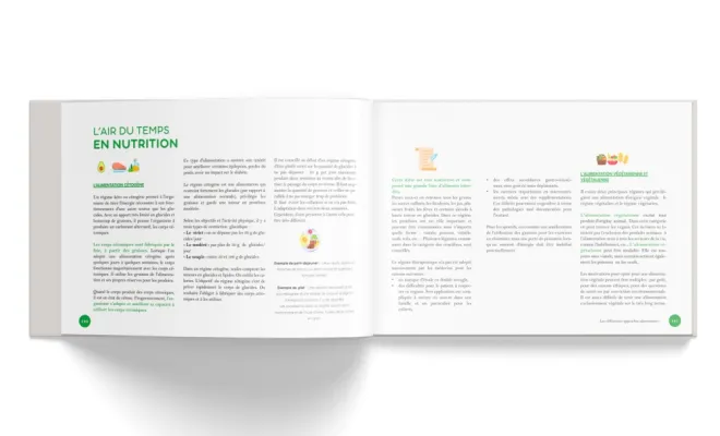 Graphiste mise en page d'un livre illustré sur la nutrition à Trémeur