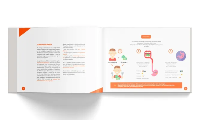 Graphiste mise en page d'un livre illustré sur la nutrition à Trémeur